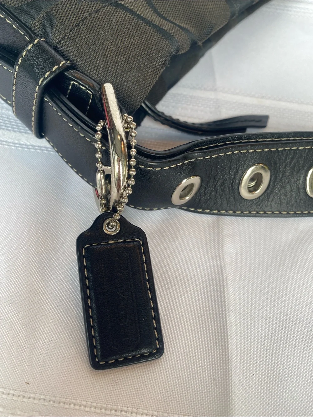 Coach F15067 Black Signature Jacquard Hobo Duffle Bag